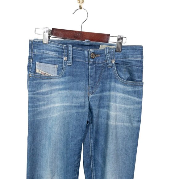 Diesel Super Slim Skinny Low Waist W 23 L 32 Faded Denim Biker Tall Grupee - Picture 2 of 14